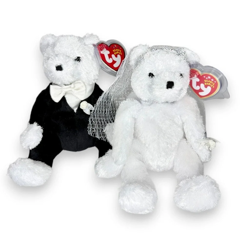 Bride & Groom Bears | Wedding Day Sweethearts | Mint Heart Tags TY Beanie Babies